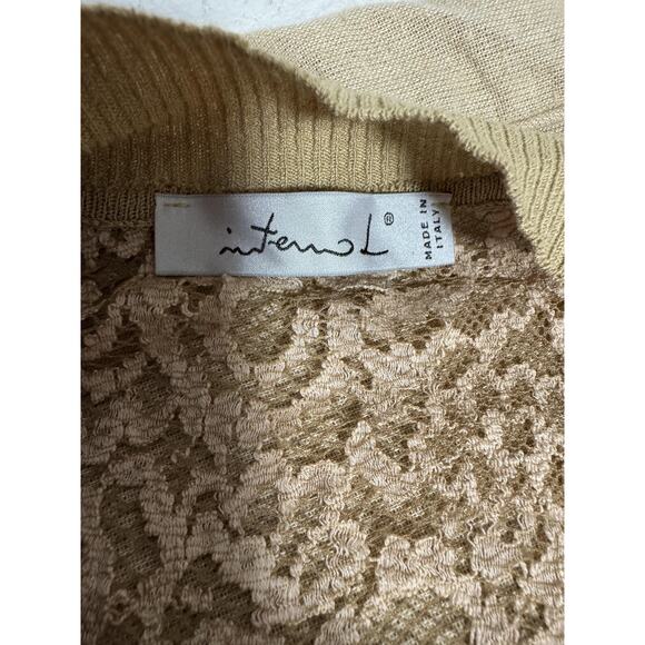 Internal Sweater Vest Womens 3XL Tan Beige Lace Back Button Front Made in Italy - Picture 6 of 15